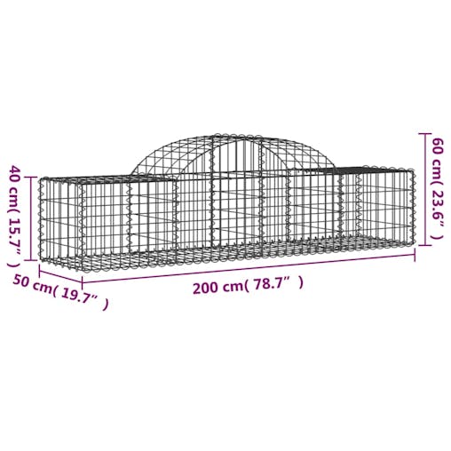 NNEVL Arched Gabion Baskets 5 pcs 200x50x40/60 cm Galvanised Iron