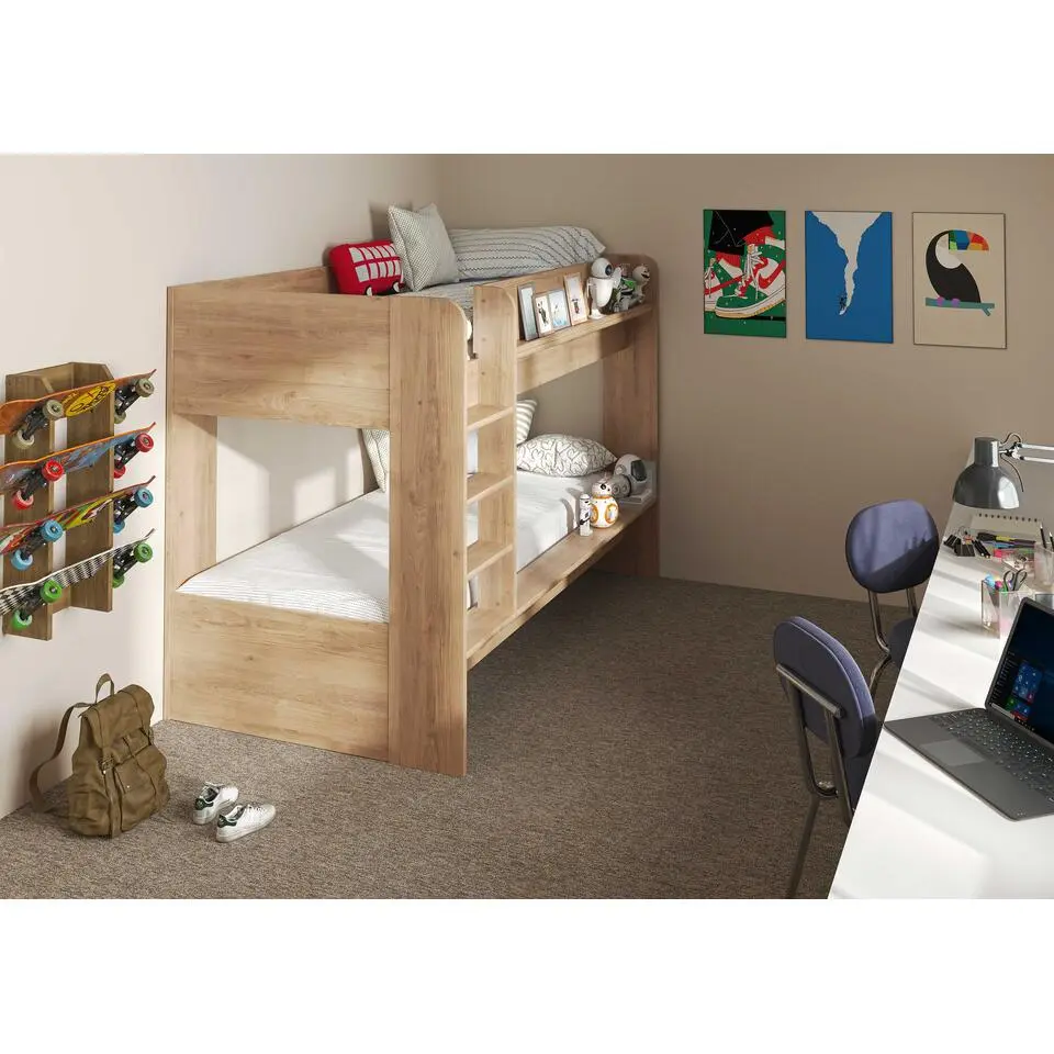 Stapelbed Matis - 90x200cm - incl bedbodems - kastanjedecor