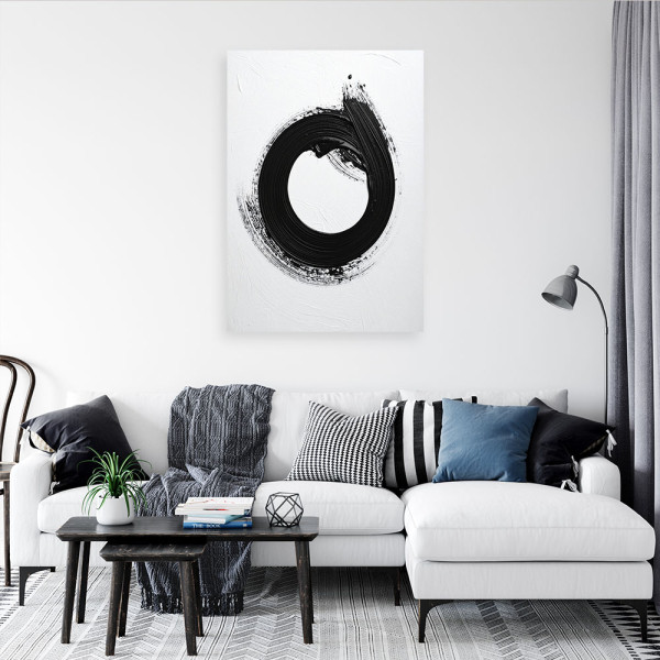 Obraz do salonu biura sypialni, Abstrakcja Czarno Białe Koło 20x30