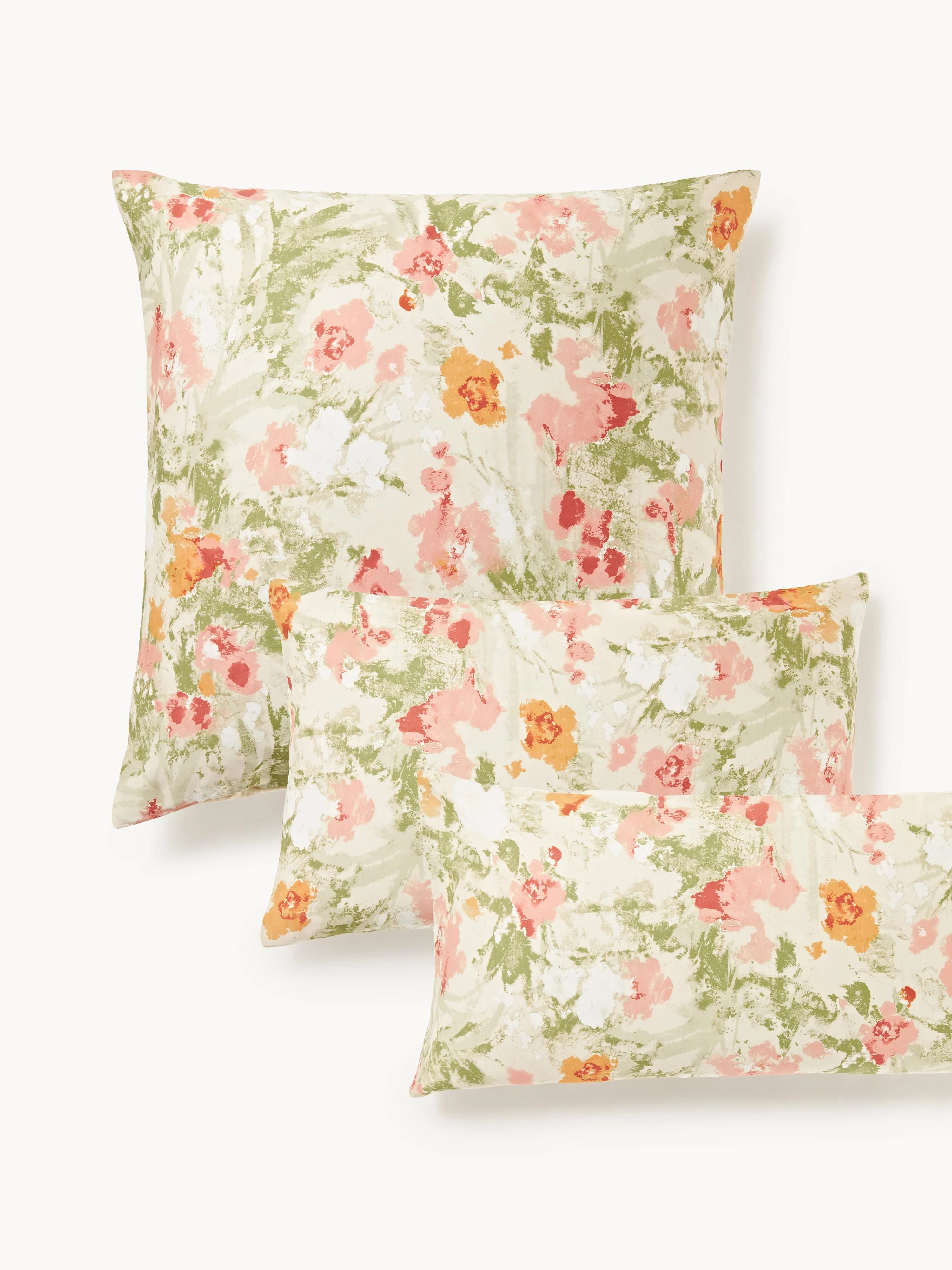 Bauwollsatin-Kopfkissenbezug Anthea mit Blumenmuster