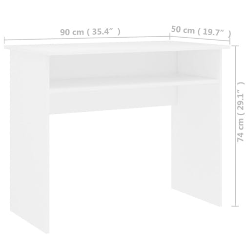 NNEVL Desk White 90x50x74 cm Chipboard