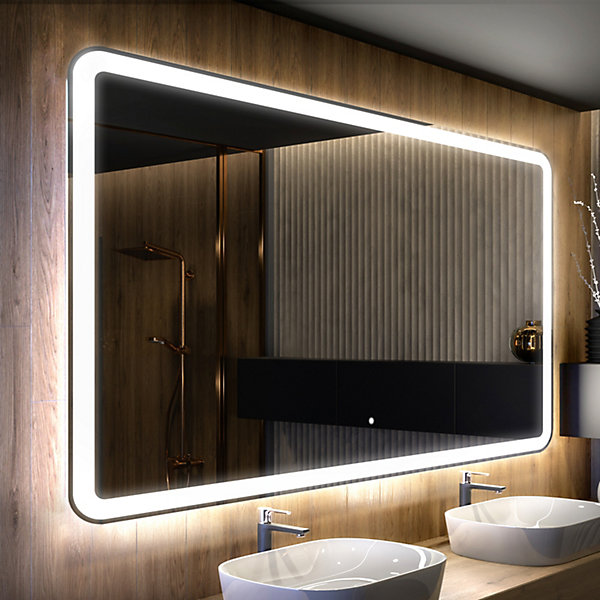 Miroir avec LED Illumination Salle de Bain (120x100cm) LED Lumineux Miroir avec éclairage (ZOA141) Interrupteur Tactile