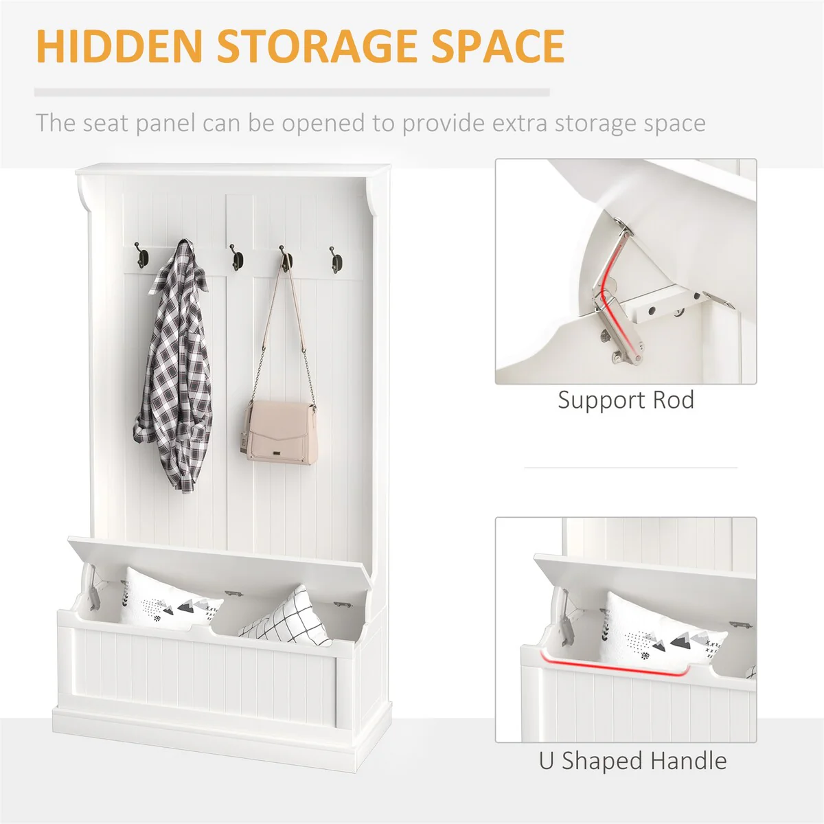 38 3-In-1 Entryway Hall Tree with Storage Bench