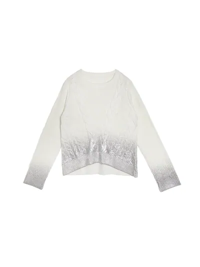 Metallic foil print cable -knit sweater - 25WRT237X