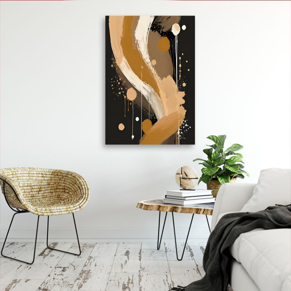 Feeby Obraz do salonu, Abstrakcyjne Linie Beż 40x60