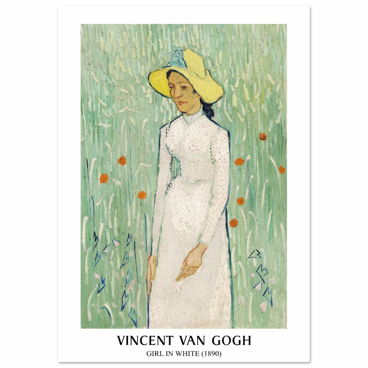 Artfulprints Poster Vincent van Gogh - Girl in white  - A4 21x29.7 cm - Groen