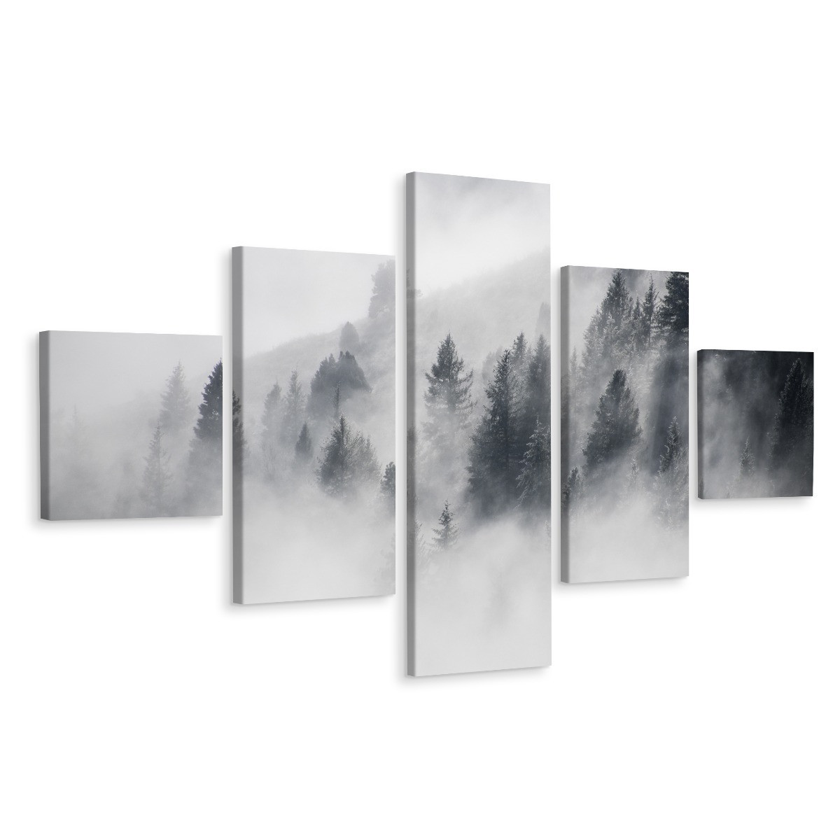 Obraz 5-Częściowy Mglisty Las Pejzaż 3D 150x90cm