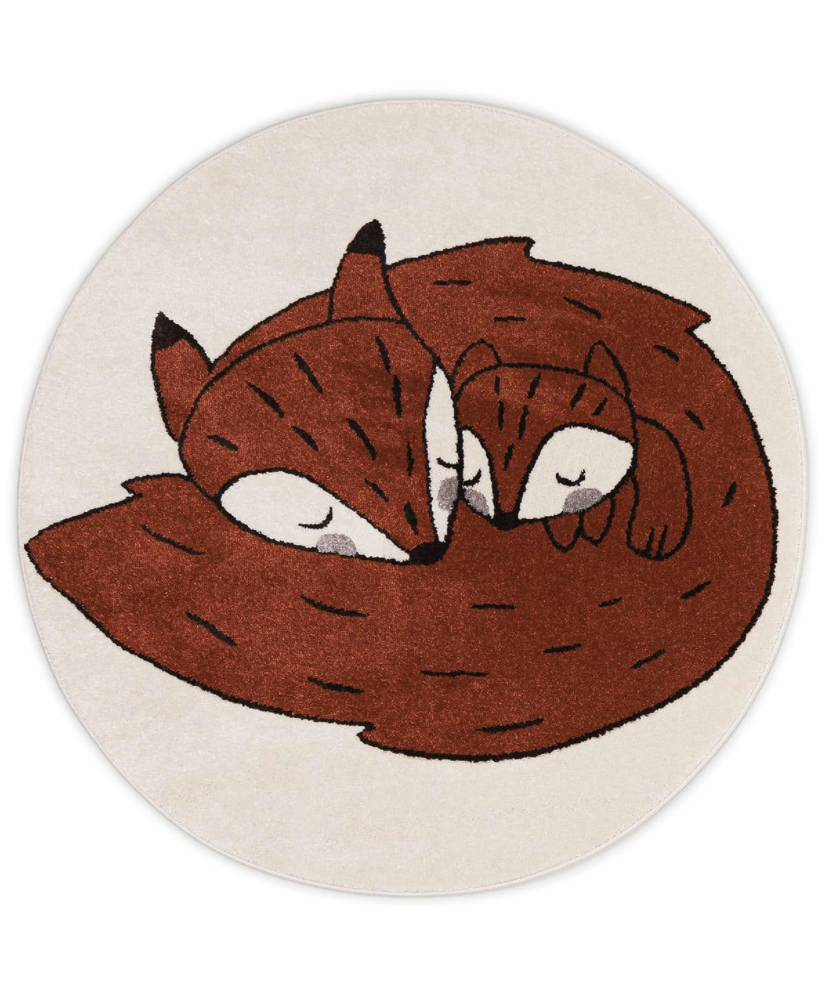 FOX - Tapis enfant rond maman et bébé renard 120x120, OEKO-TEX®