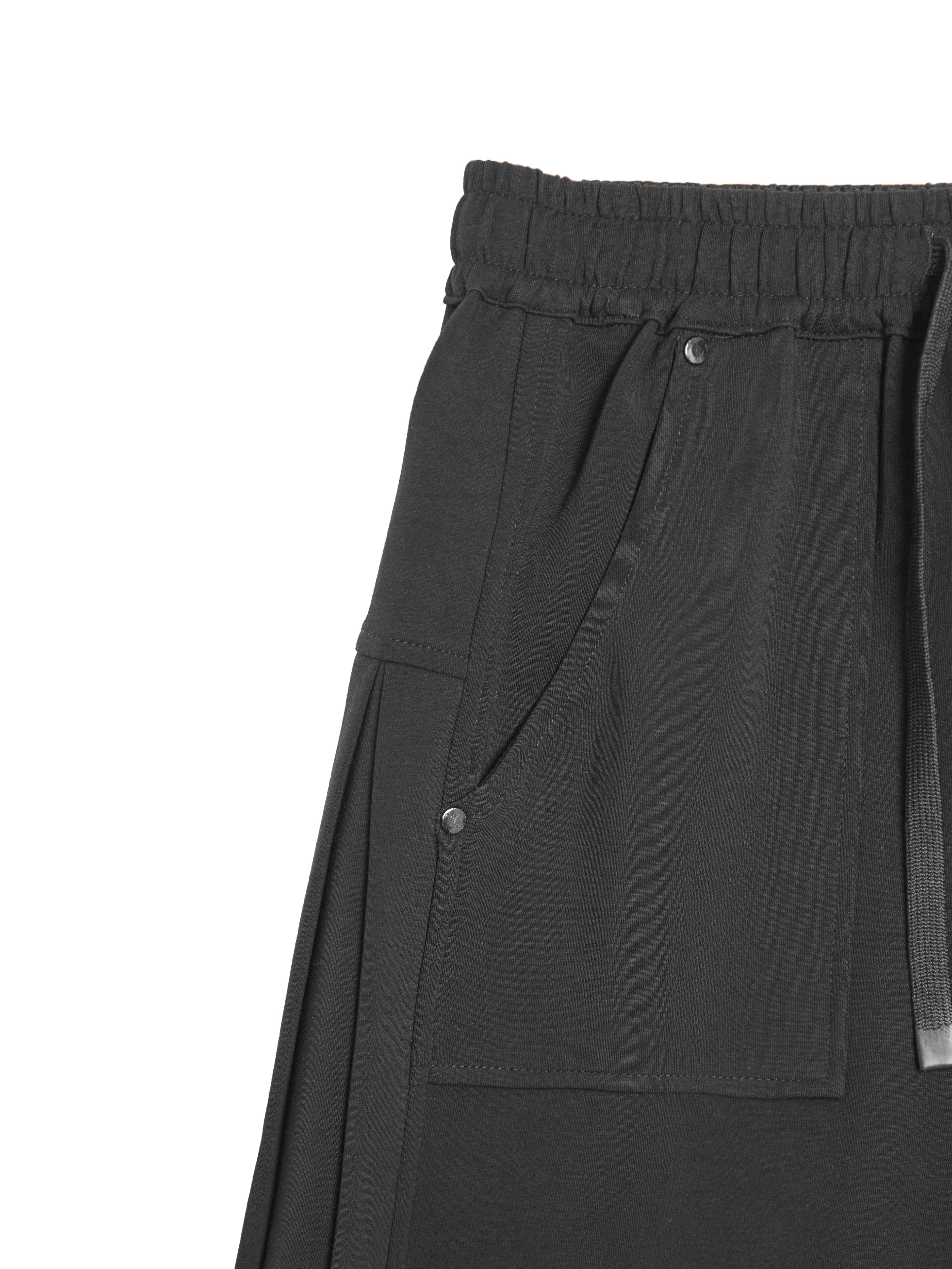 Pleated detail drawstring elastic waist pants - 25WRB294D