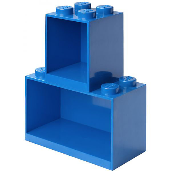 2 étagères superposables en forme de brique LEGO - Bleu