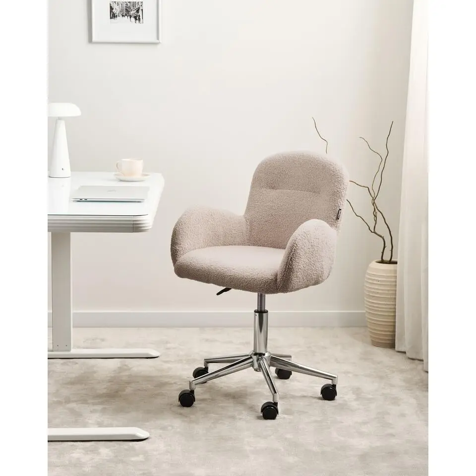 PRIDDY - Bureaustoel - Beige - Boucl&eacute;