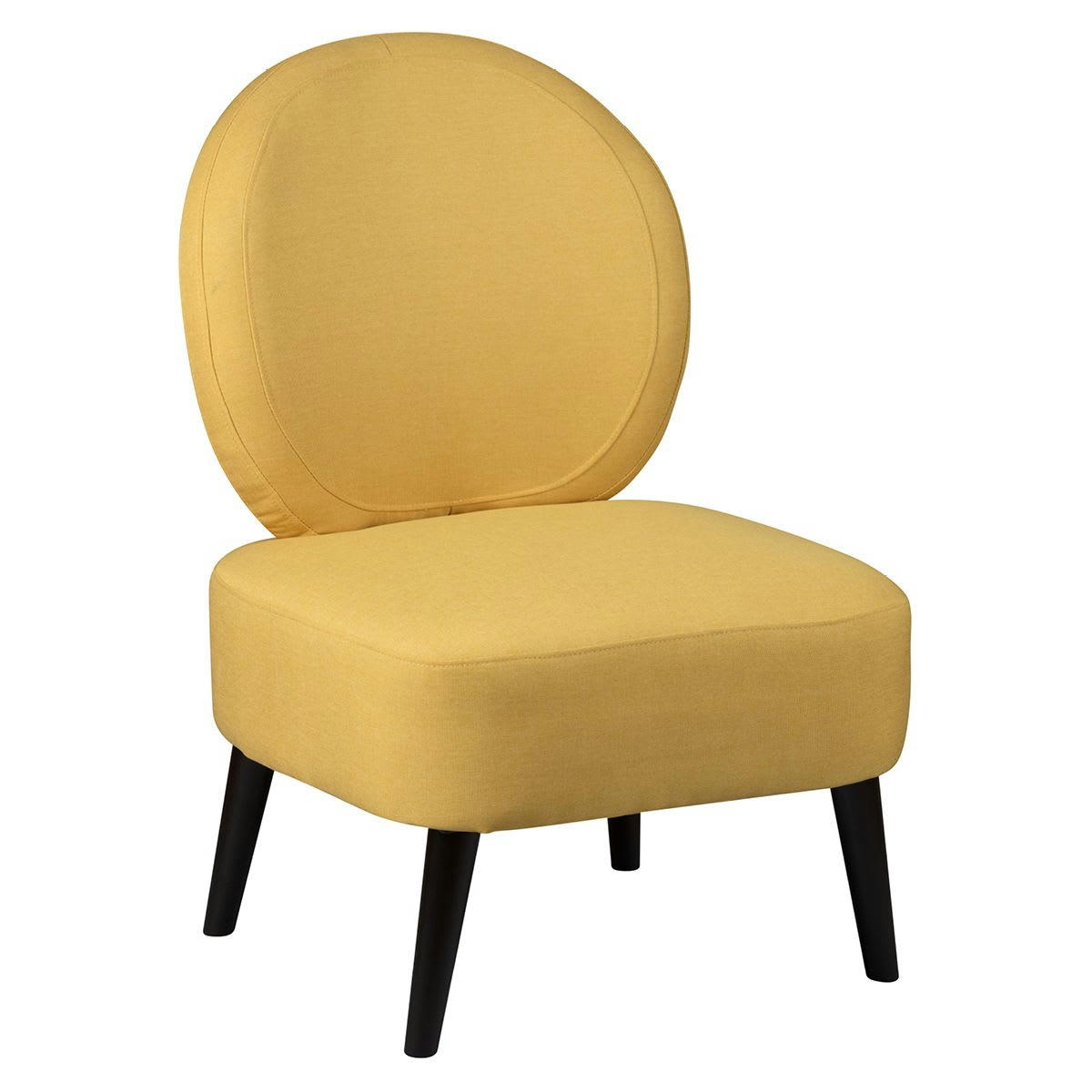 SKALAN - Fauteuil  crapaud tissu coloris jaune moutarde