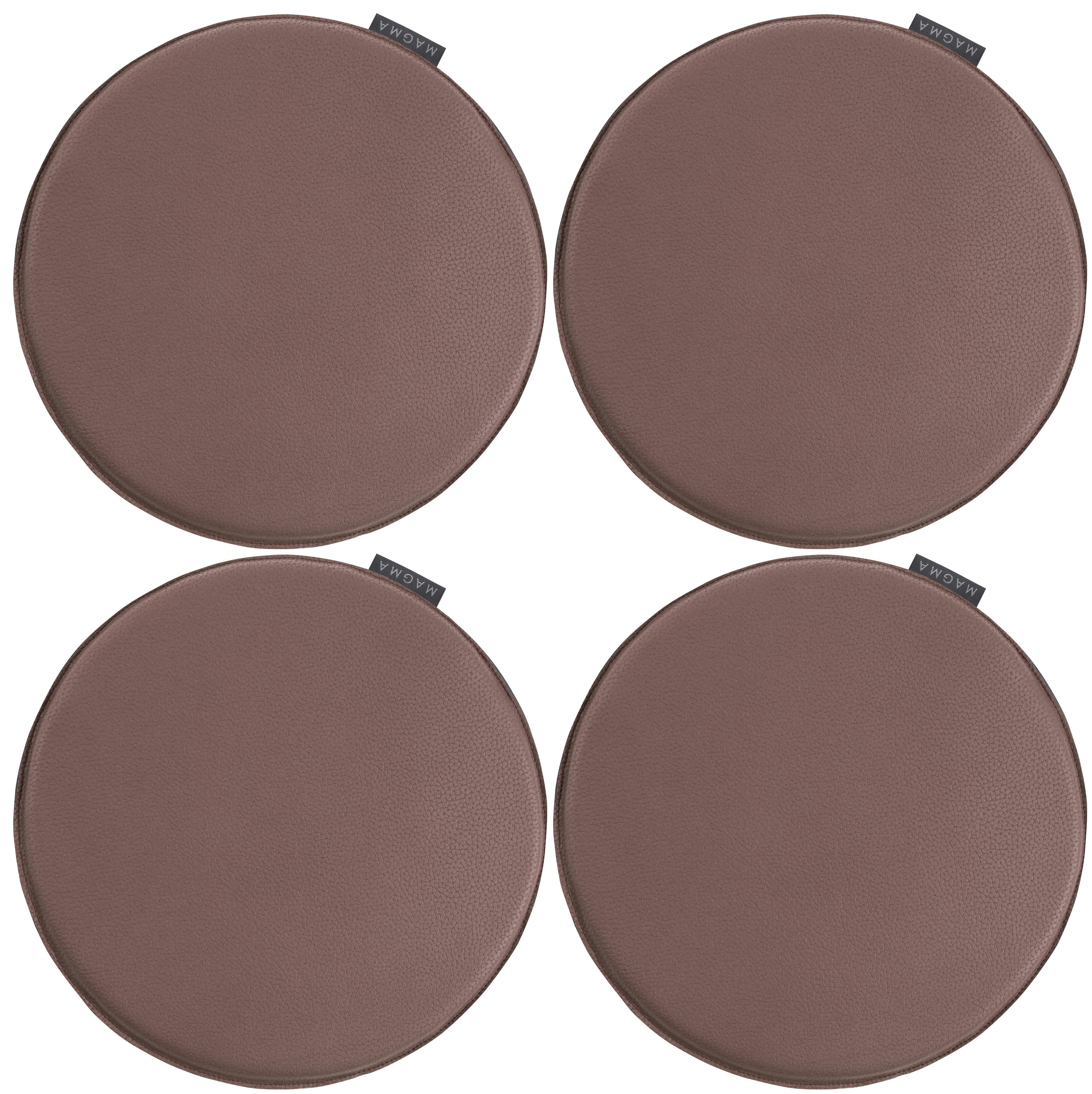 LUIS - Galettes de chaise couleur marsala imitation cuir - d.37 - lot de 4