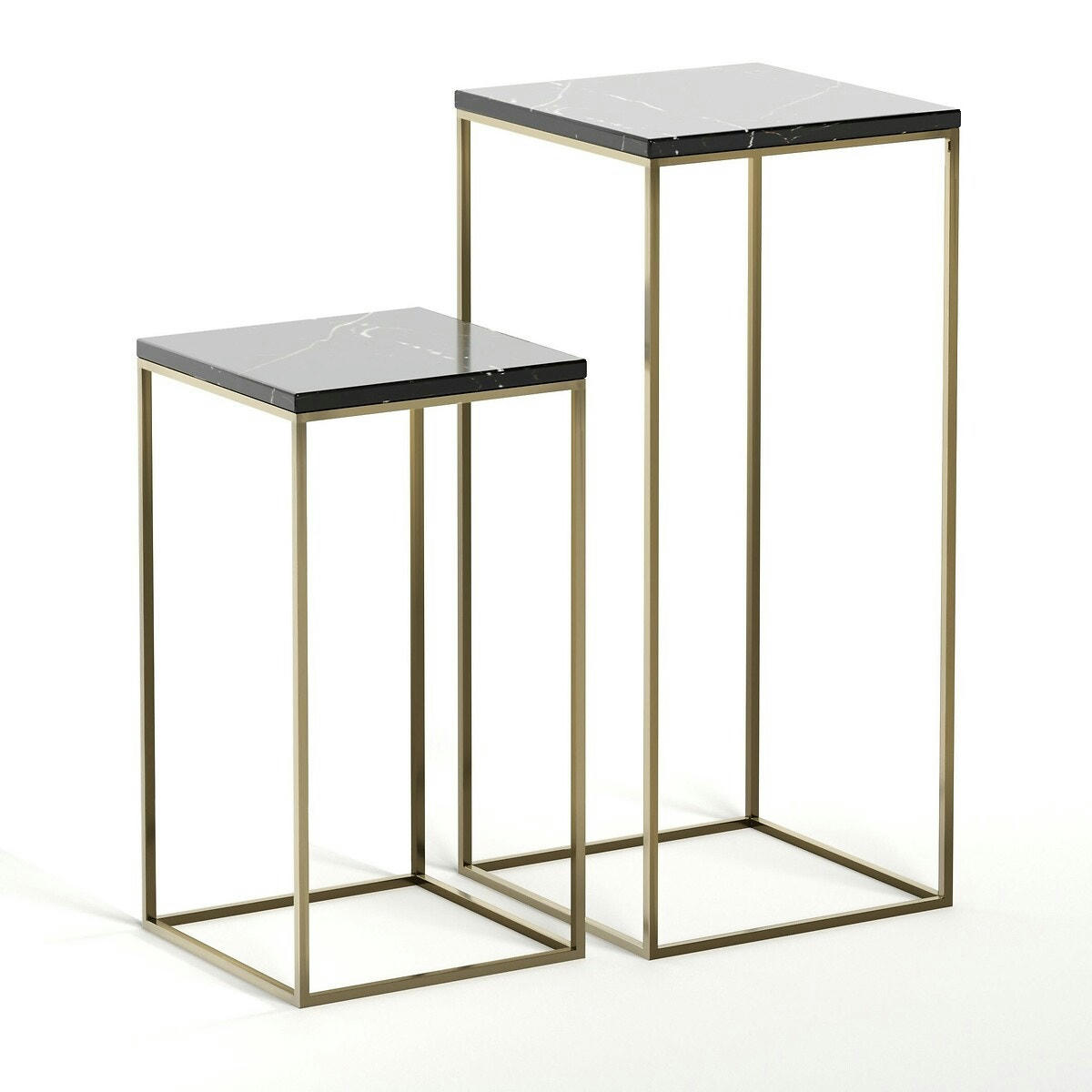 Lot de 2 sellettes plateau marbre, Mahaut