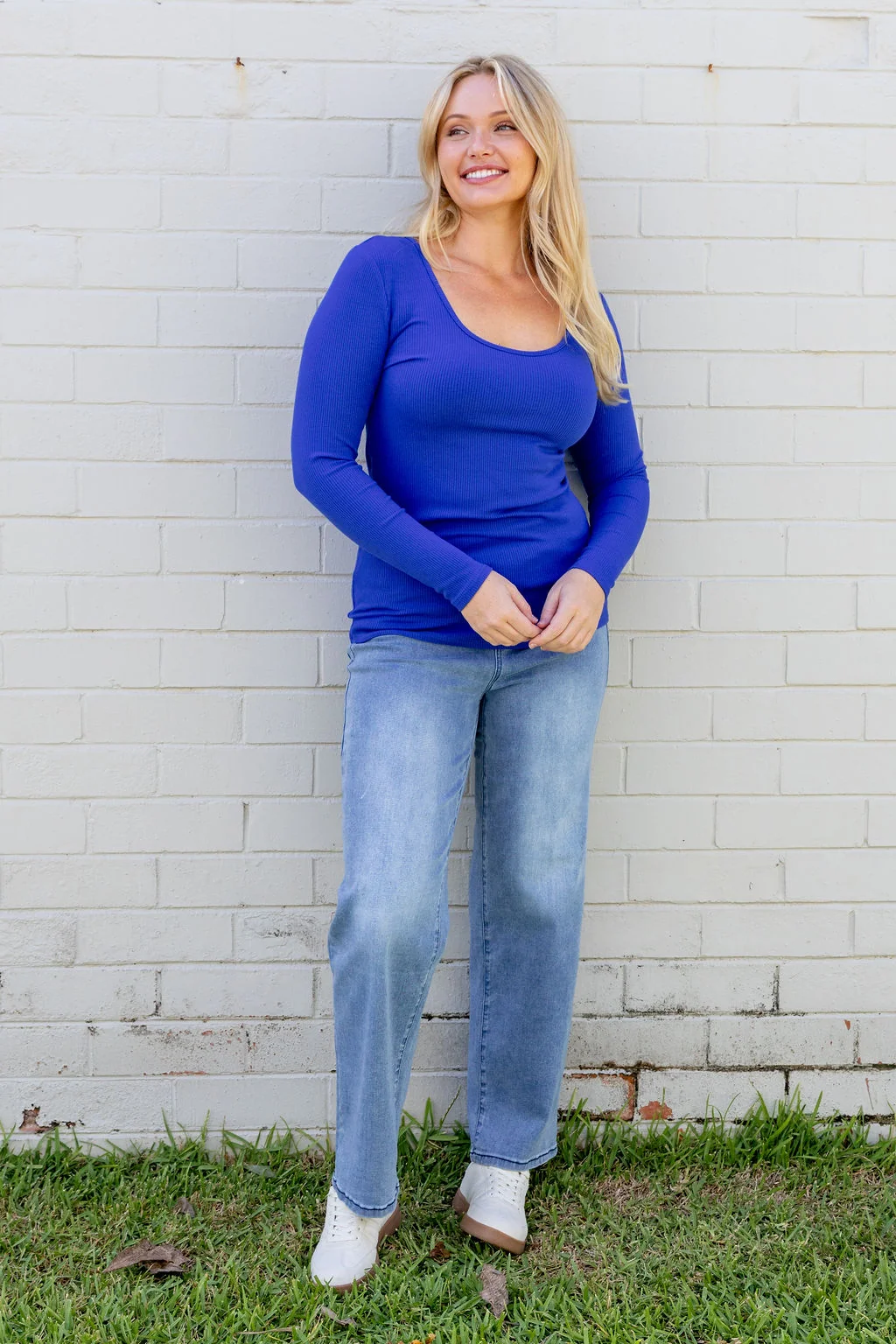 Billi Long Sleeve Rib Tee in Cobalt