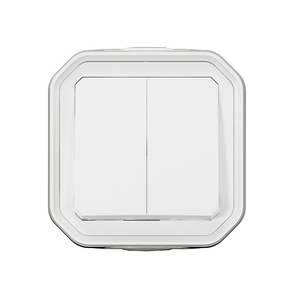 Double interrupteur Legrand Plexo blanc en saillie