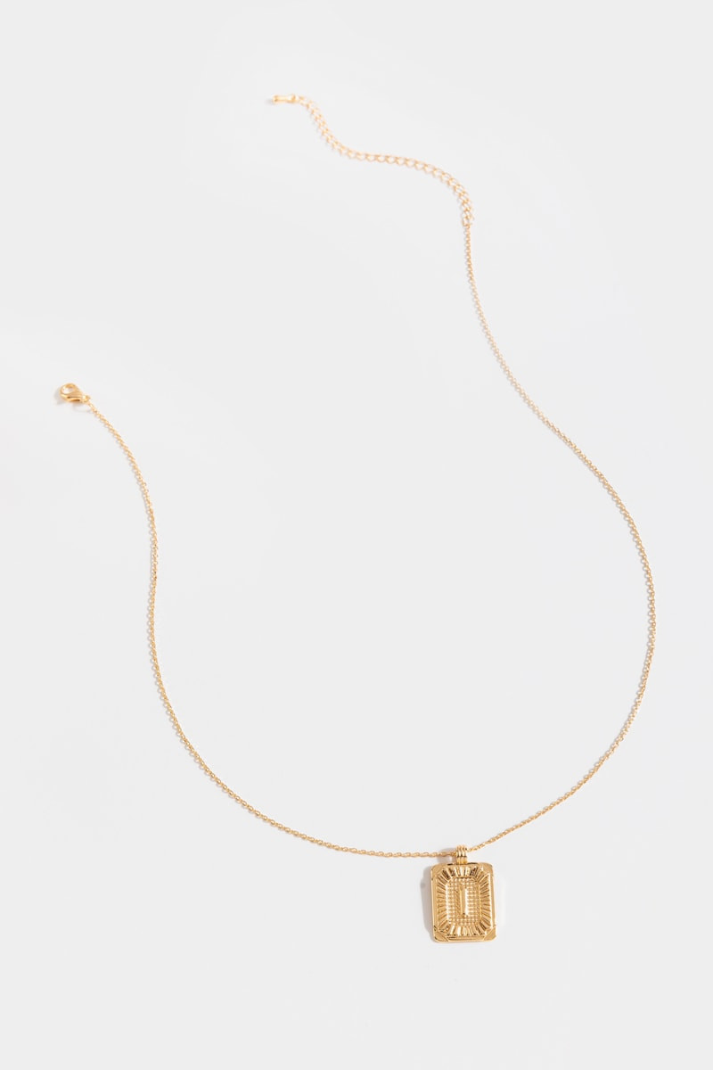 Initial ID Tag Pendant Necklace