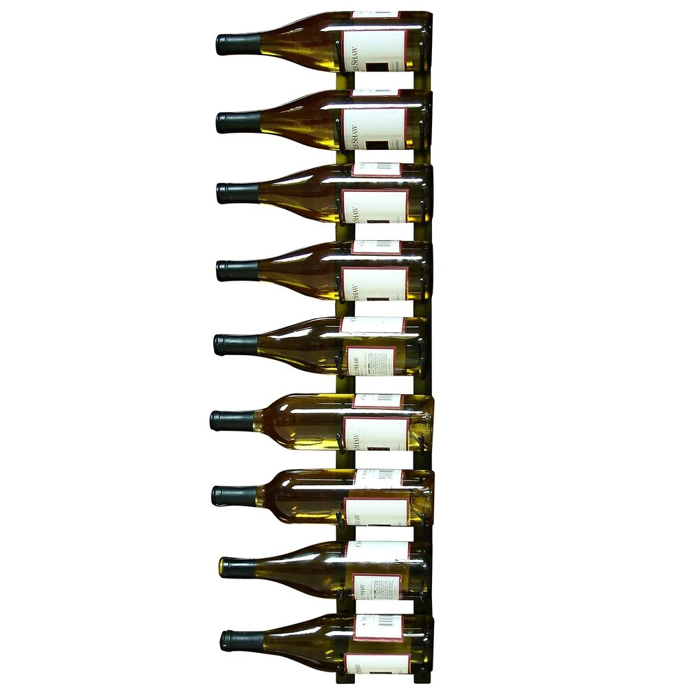 Epicureanist Wall Mount 9-Bottle Black Metal Wine Rack