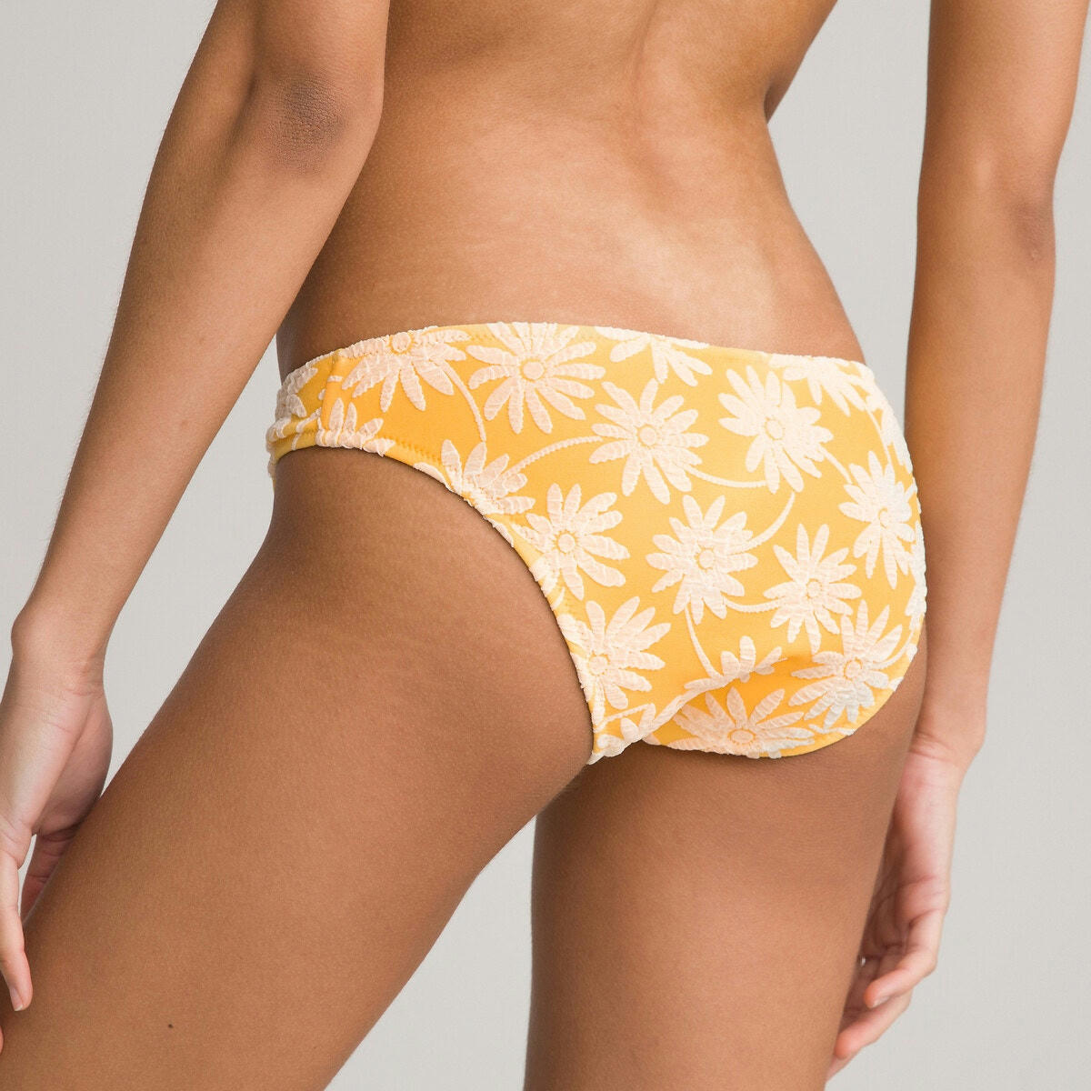 Bas de maillot de bain culotte jacquard à fleurs