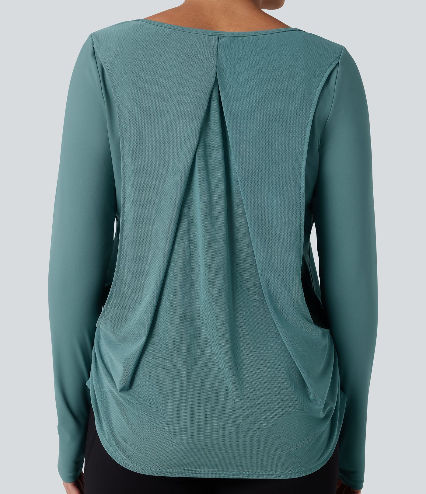 Top de sport yoga SoftlyZero™ Airy mesh contrastant à découpes manches longues avec trous pouces - UPF50