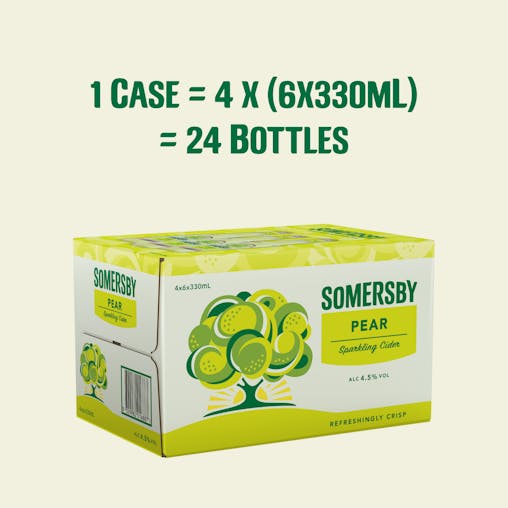 Somersby Pear Cider, Easy Drinking Sparkling Cider, 4.5% ABV, 330mL (Case of 24 Bottles)