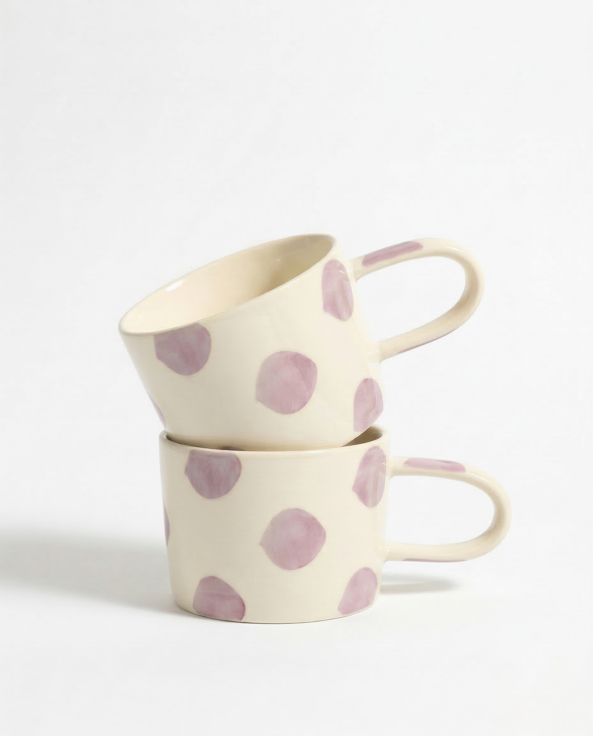 vtwonen - Mokken - Lila - Stippen - Set van 2 - Keramiek - 350ml