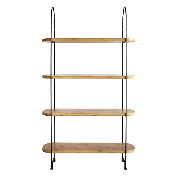 étagère murale 4 tablettes et 2 échelles effet bambou Box &Beyond H. 88 x L. 50 x P. 15 cm