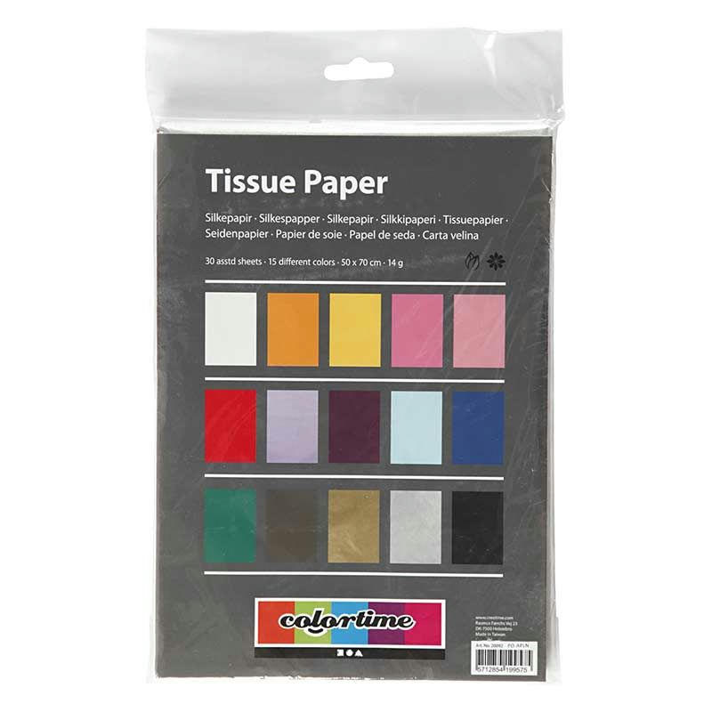 SOIE - Papier de soie multicolore 50x70cm - Lot de 30 feuilles