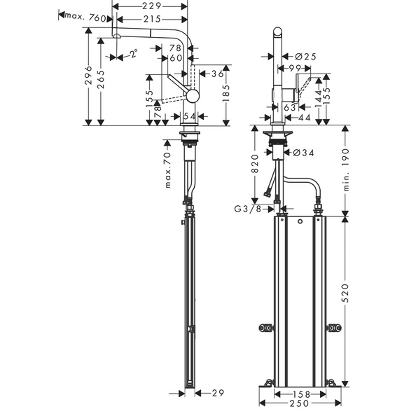 Armatur, »Talis M54«, Laminarstrahl, rund, 256 mm, metallfarben