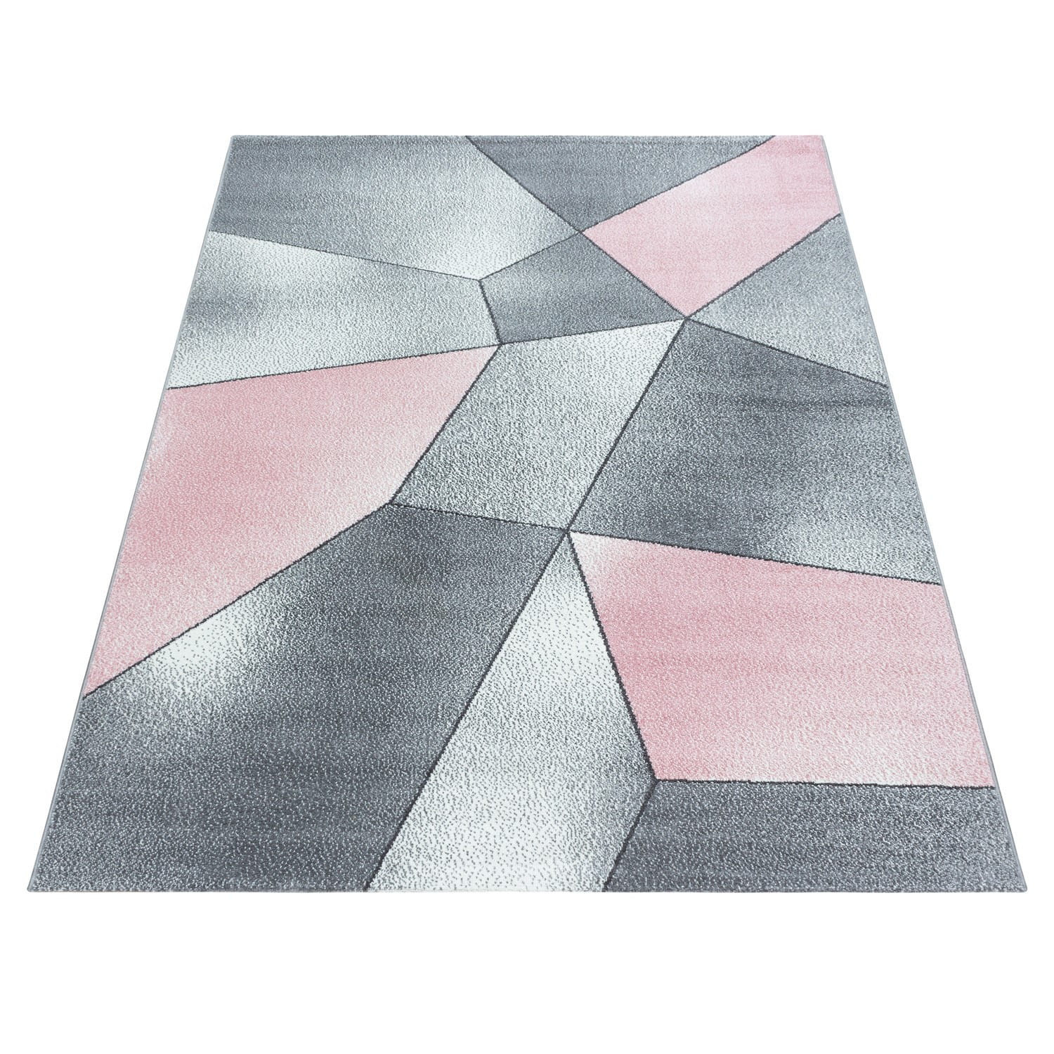 Dywan nowoczesny Beta wielokąty różowo-szary 120 cm x 170 cm