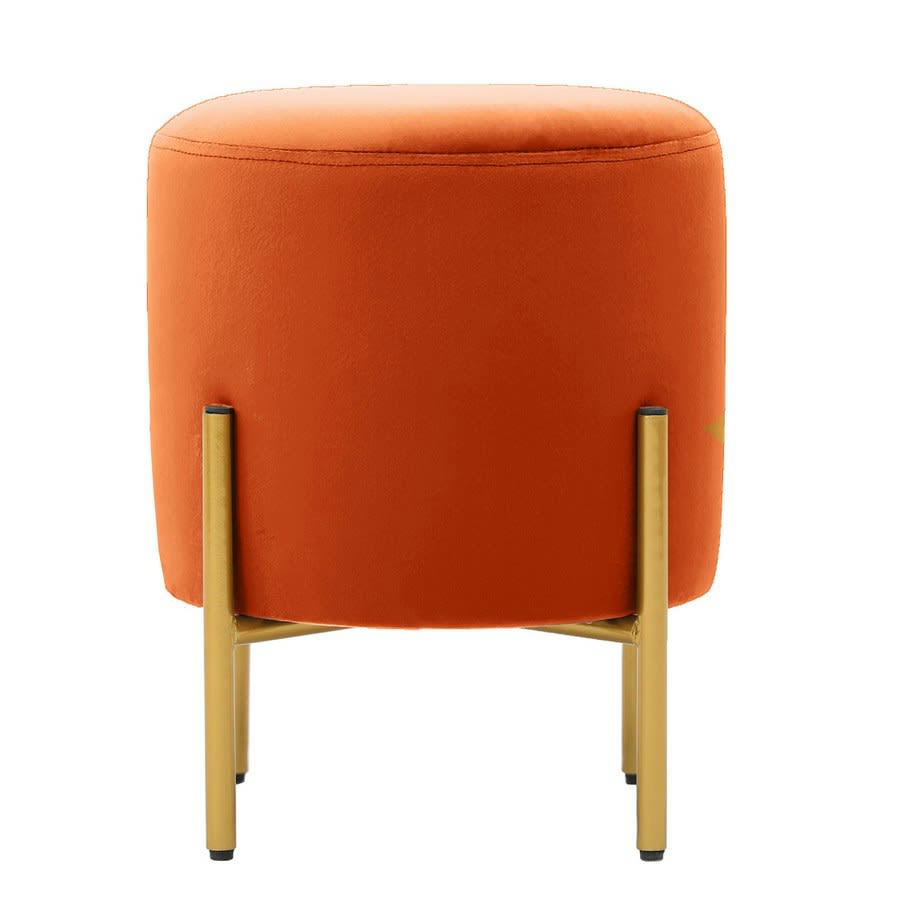 VELVET - Pouf rond rembourré en velours orange