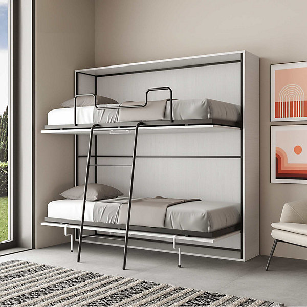 Lit double horizontal Kando en Frêne Blanc avec matelas