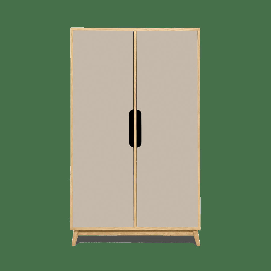 FLAK - Petite penderie couleur chene et beige havane, 2 portes - 141*86*40