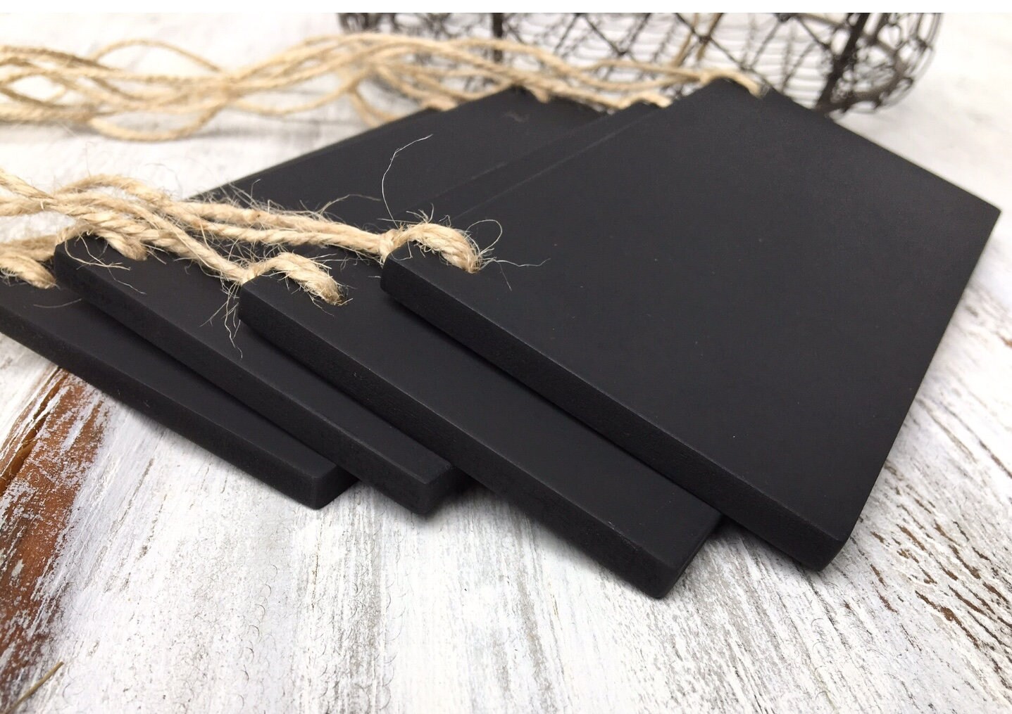 Rustic Hanging Chalkboard Labels, Small Chalkboard Tags for Business, Boutique & Craft Fair Display, Set of 3 Blackboard Labels for Decor
