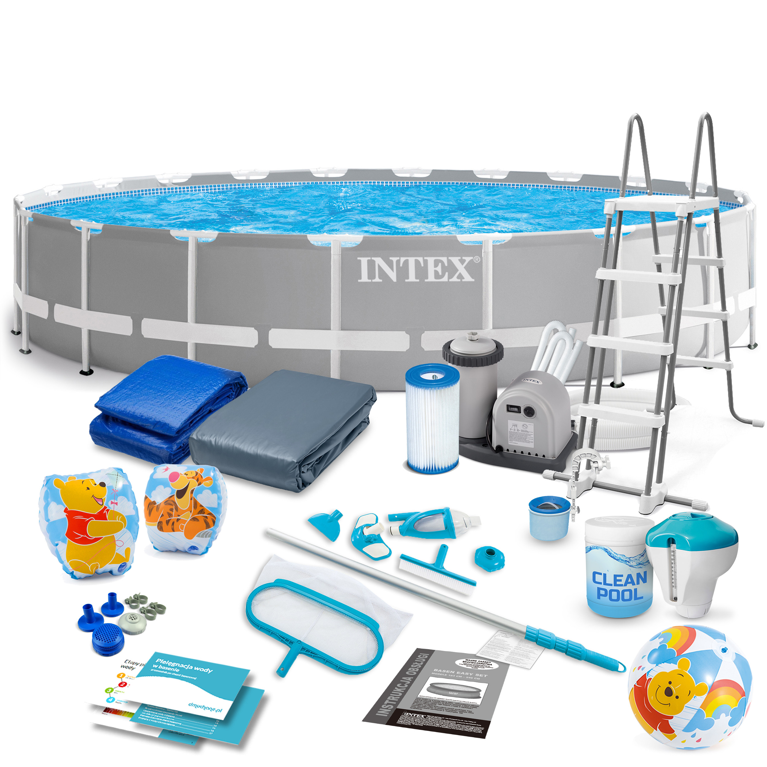 Basen ogrodowy stelażowy 610x132cm Intex zestaw 21w1