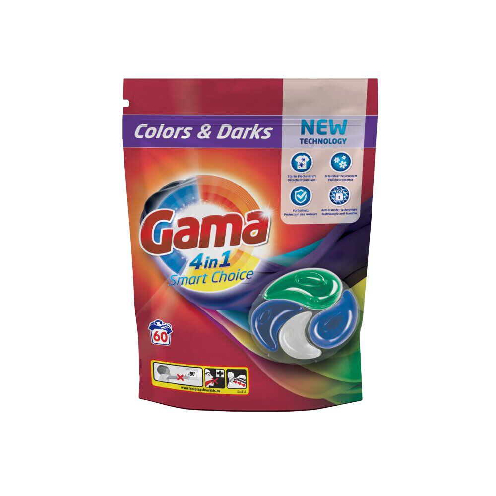 Lessive capsules Gama couleurs et foncés 60 lavages