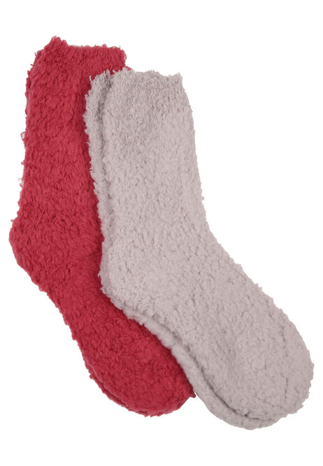 Womens 2pk Berry Cosy Fleece Socks