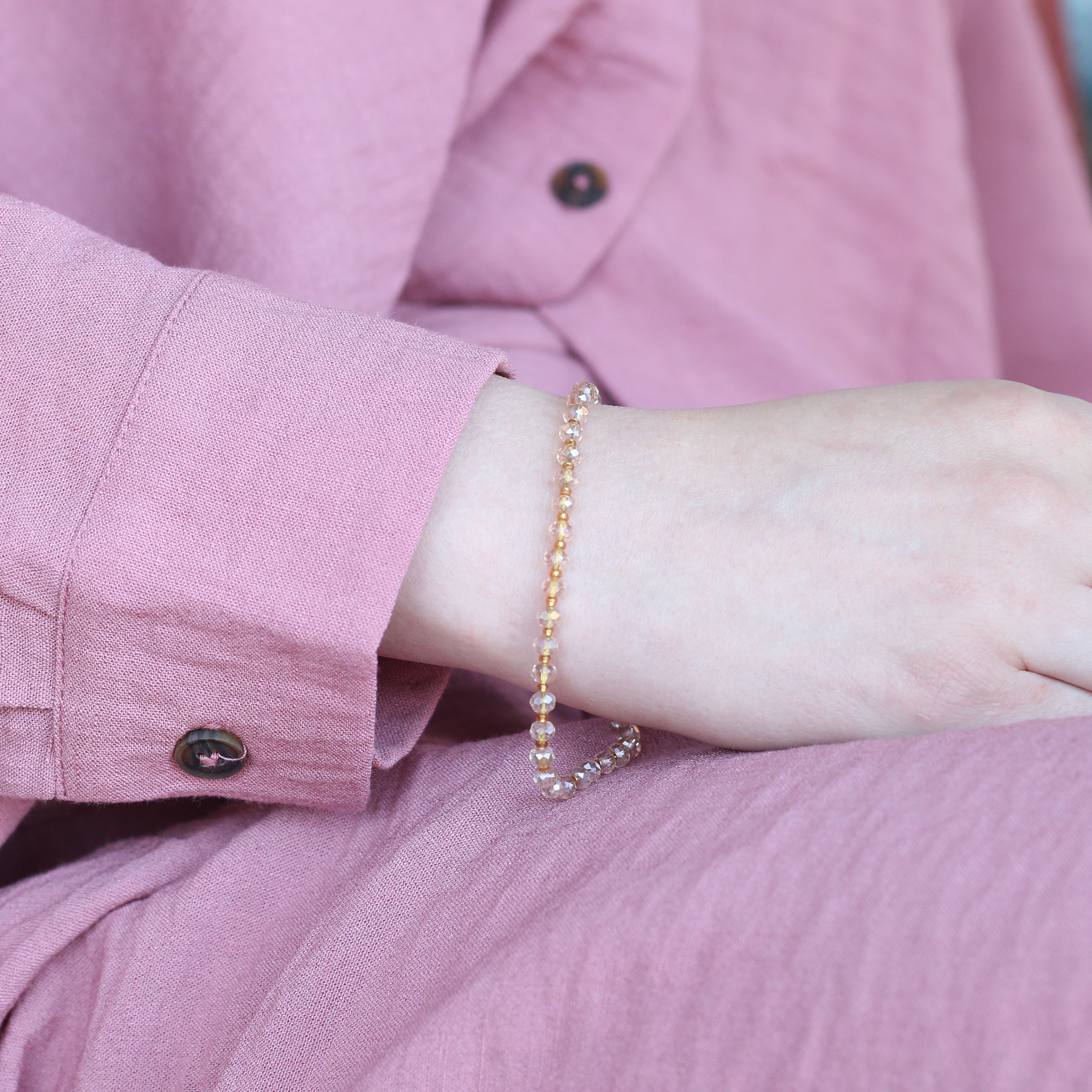 The Colourful Aura Blue Gold Crystal Beaded Sparkle Minmalist Elegant Bracelet