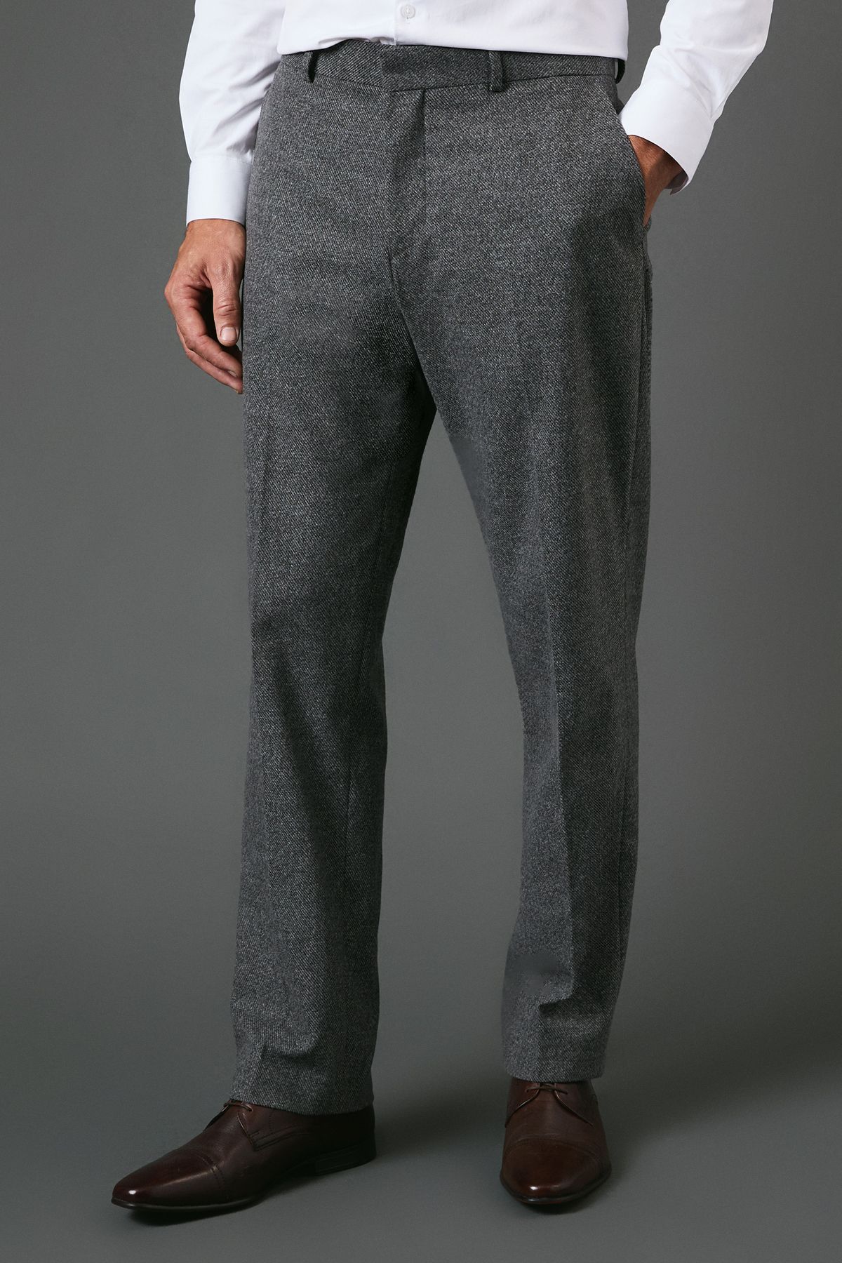 Burton Charcoal Tweed Look Slim Fit Suit Trousers