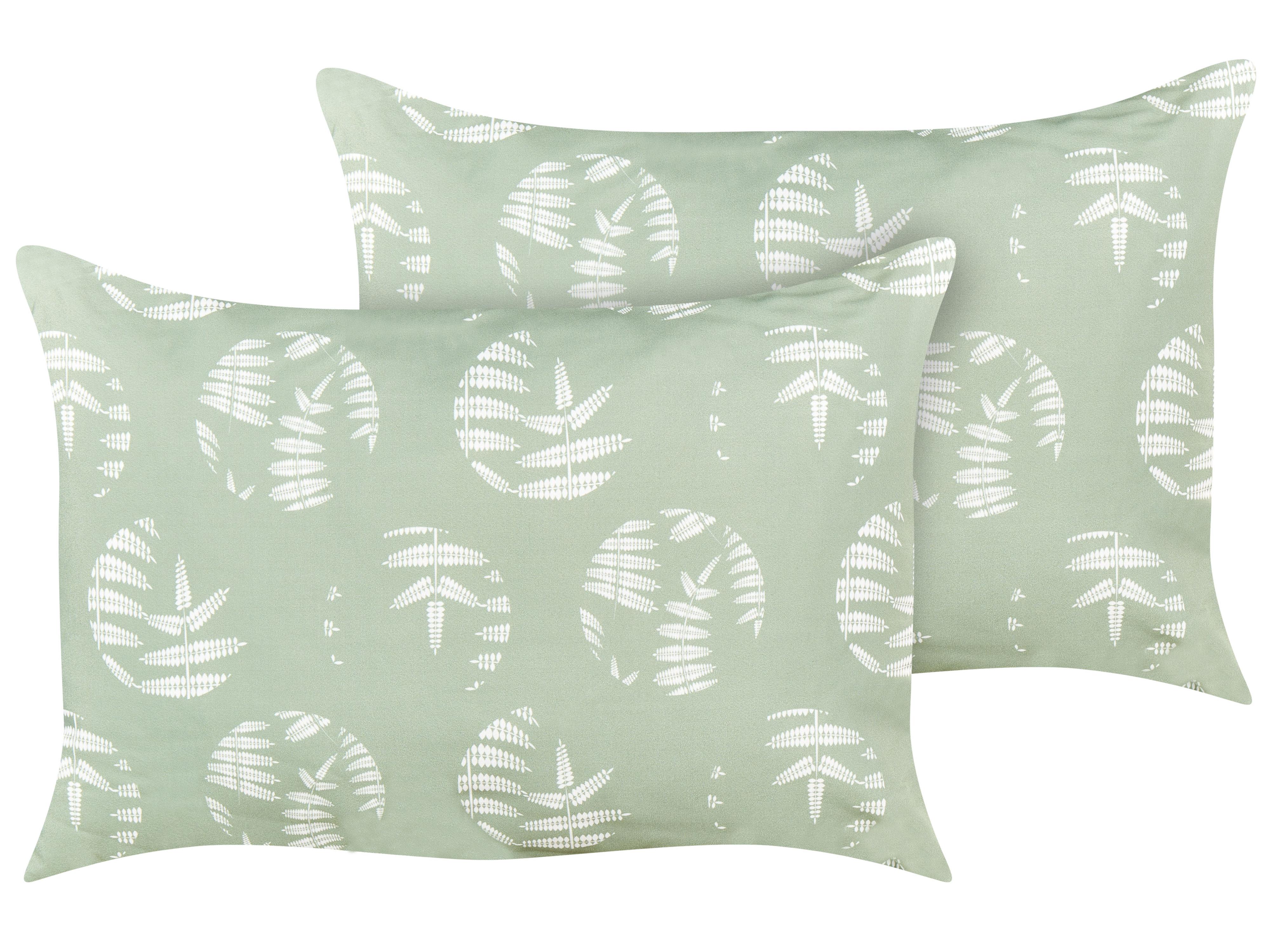 Set of 2 Outdoor Cushions ALASSIO Plant Pattern 40 x 60 cm Green