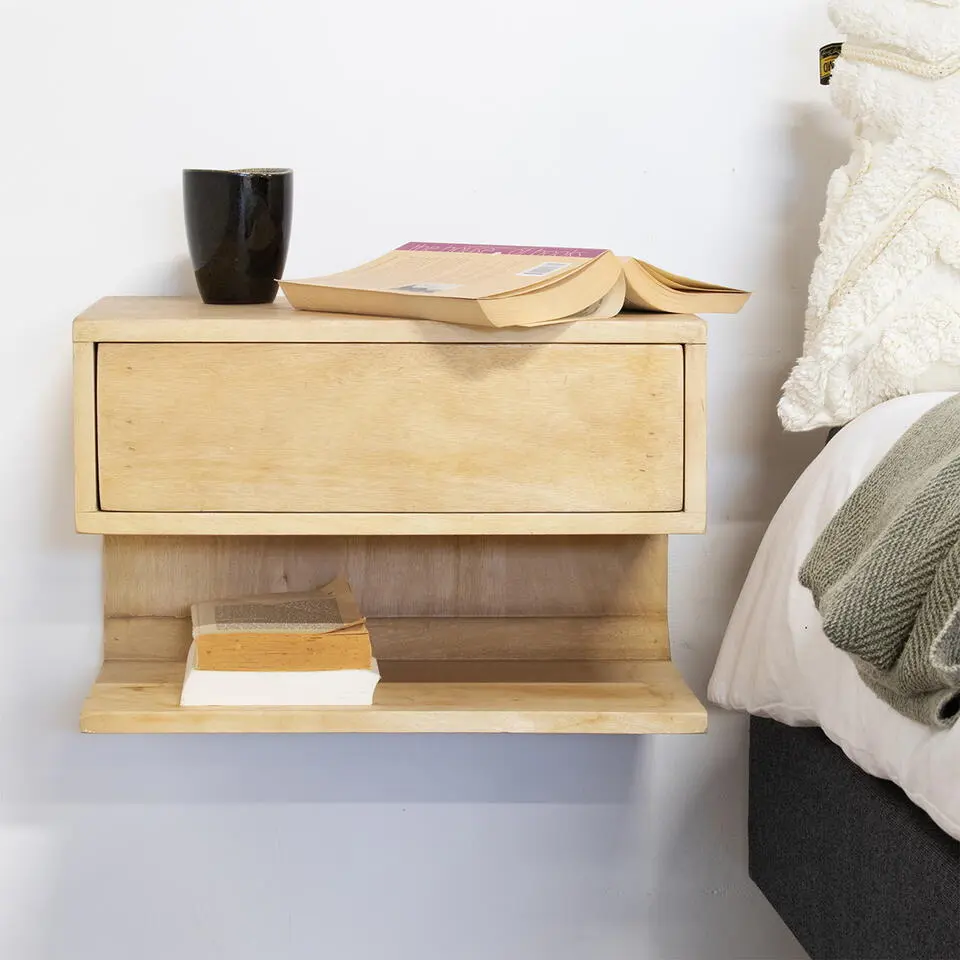 Nachtkastje Zwevend Open - Naturel - 45x30x30cm - Malma