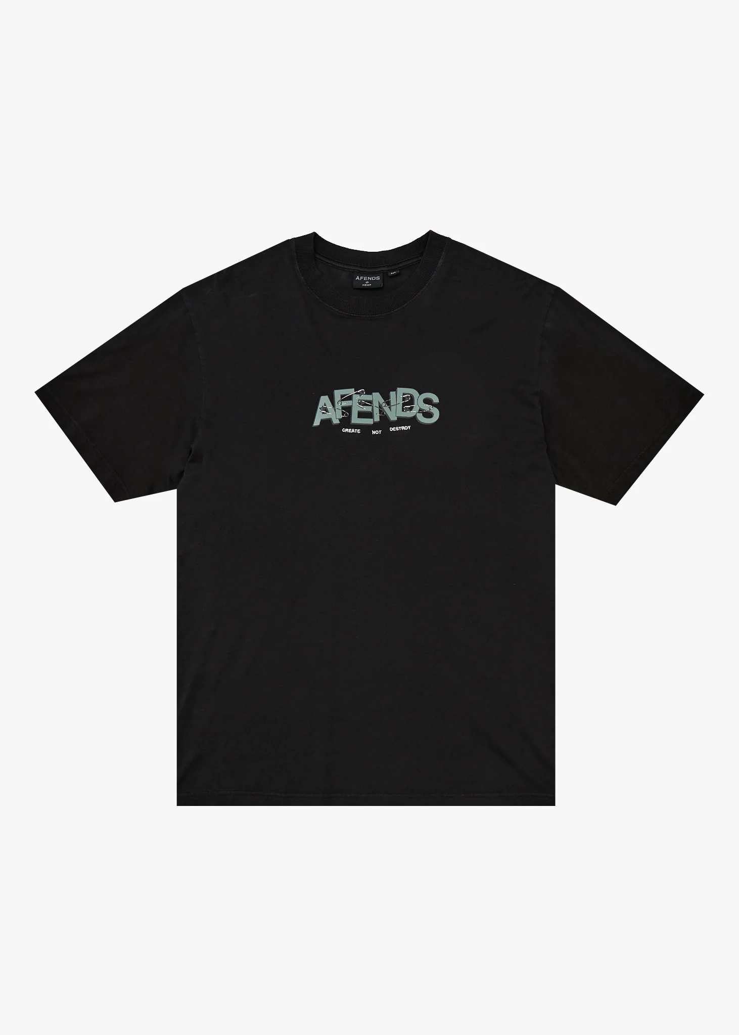 AFENDS Mens Safety - Retro Tee - Stone Black