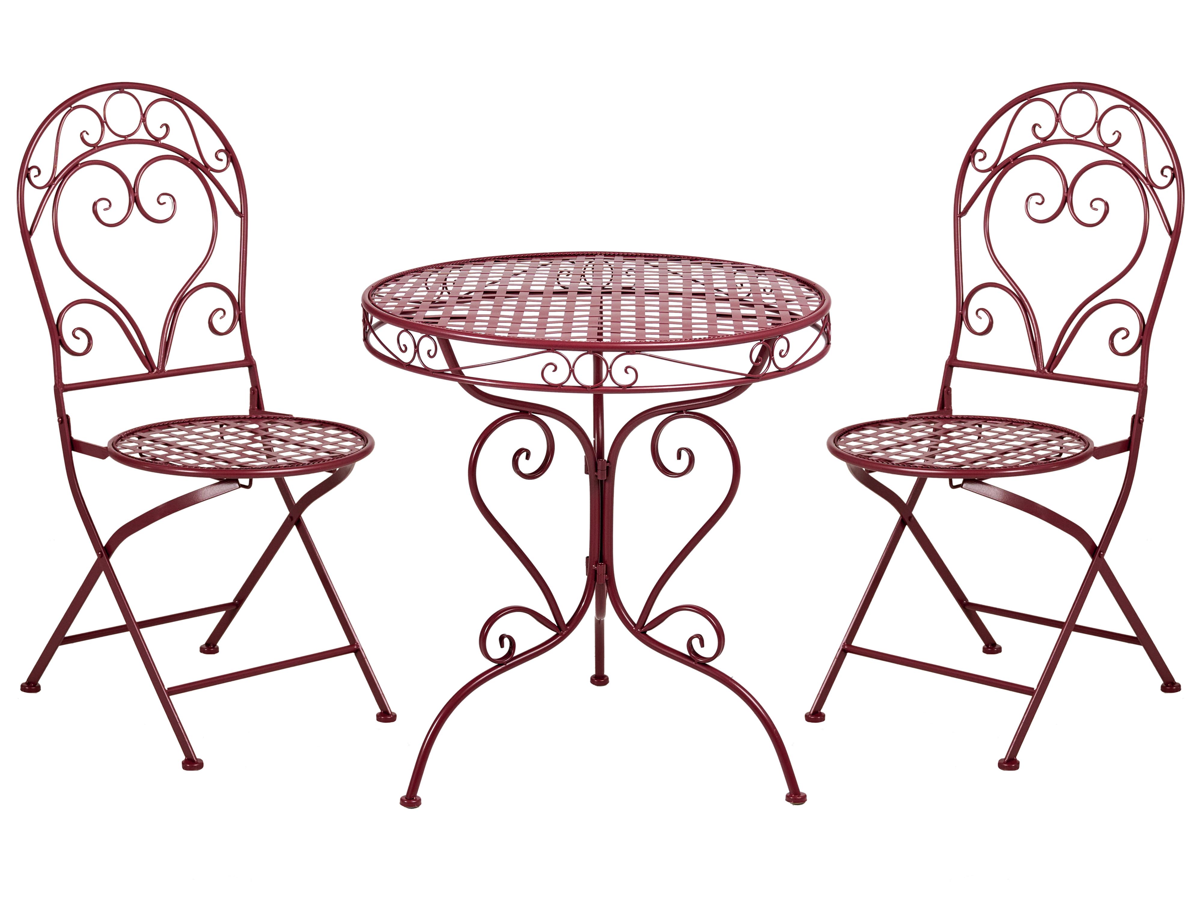 Bistro Set ALBINIA Metal Burgundy