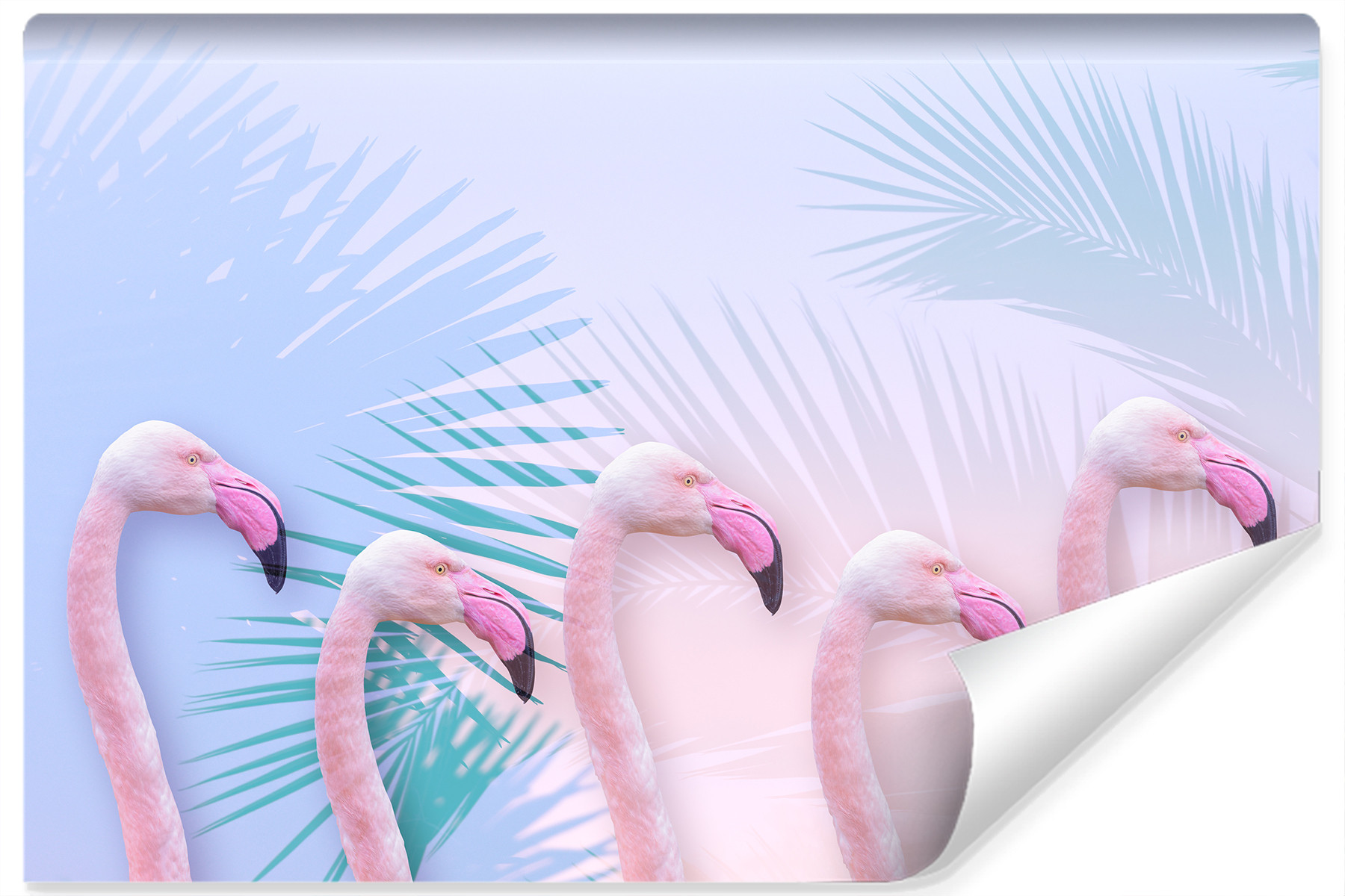Fototapeta FLAMINGI Liście Tropikalne 3D 90x60cm