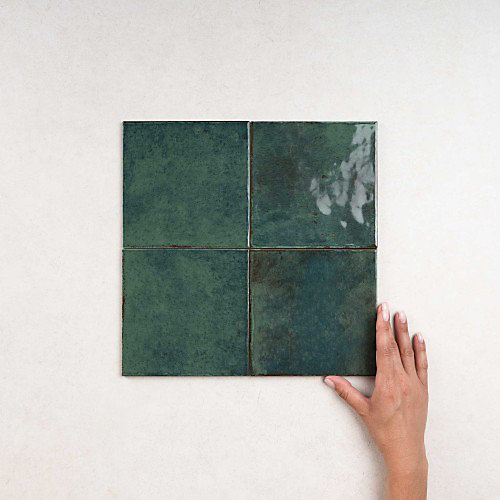 Carrelage Effet Zellige Vert émeraude AGADIR - Selva 14,7x14,7 - Les Carreaux de Jean