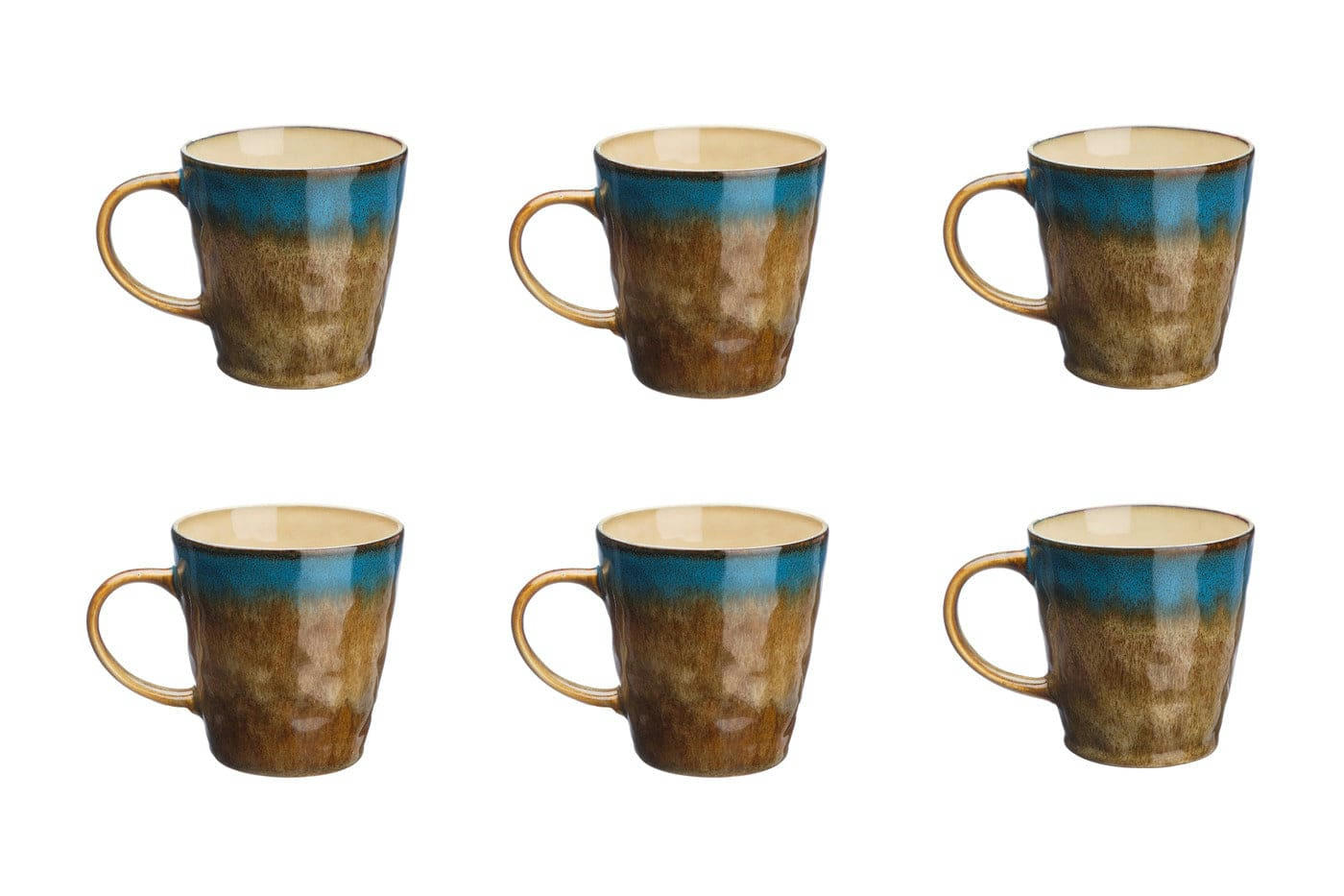 REACTIV - Lot de 6 mugs en grès marron 40cl