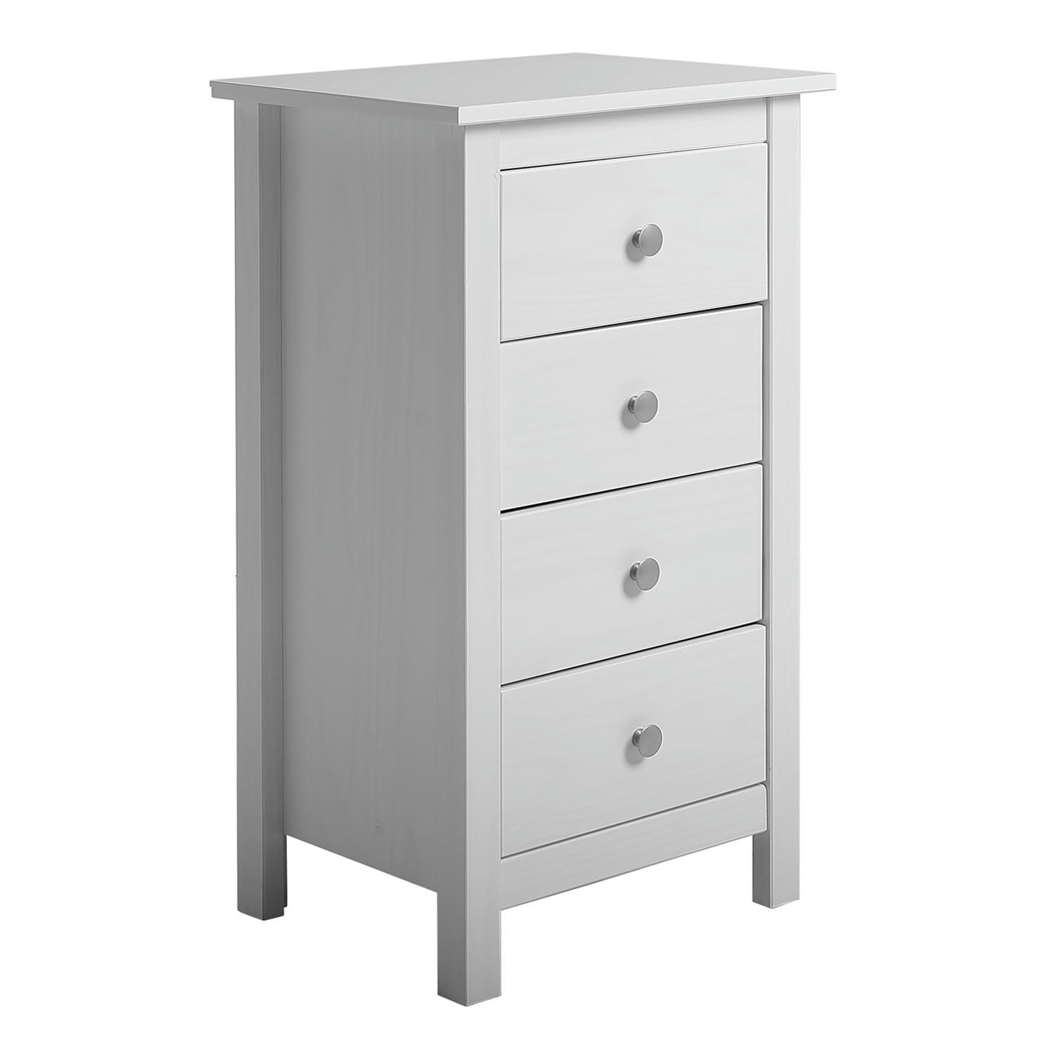 BERNA - Chiffonnier nuit 4 tiroirs dans les tiroirs blanc, 46 cm longueur