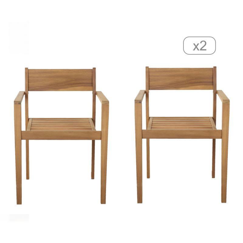 MILLA - Lot de 2 fauteuils de jardin en bois d'acacia fsc coloris naturel
