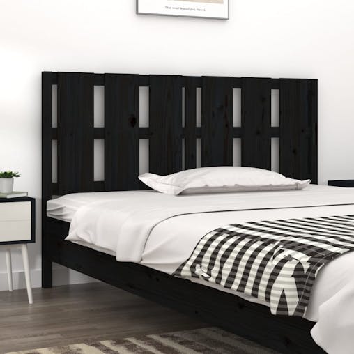 NNEVL Bed Headboard Black 155.5x4x100 cm Solid Wood Pine