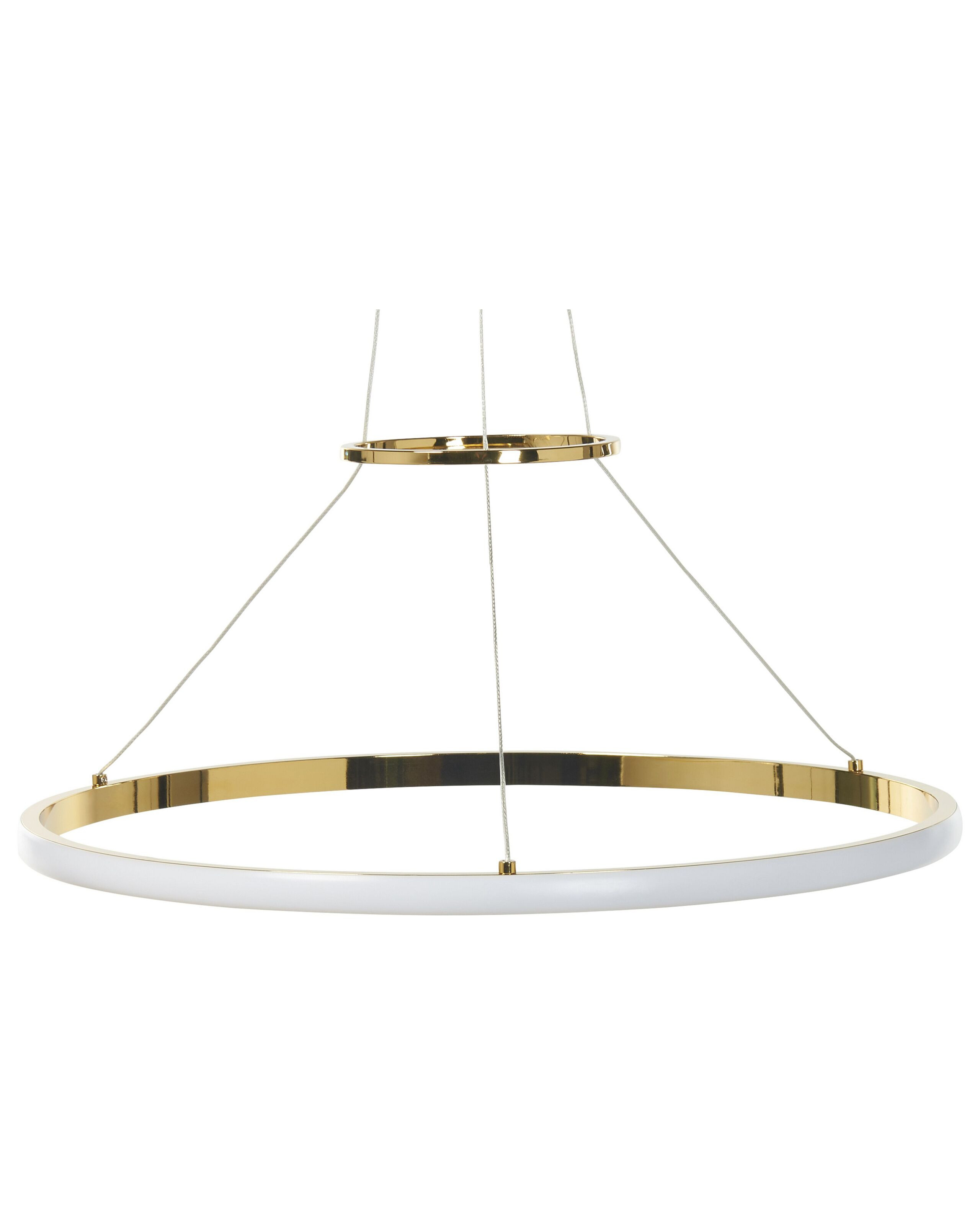 Lampa wisząca LED ring okrągła metalowa złota
